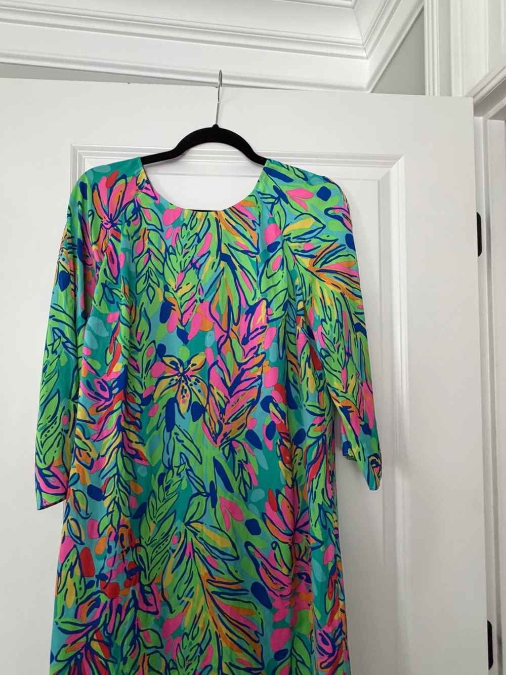 Lilly Pulitzer Electric Blue Dress with Neon Pink & Lime Green Print